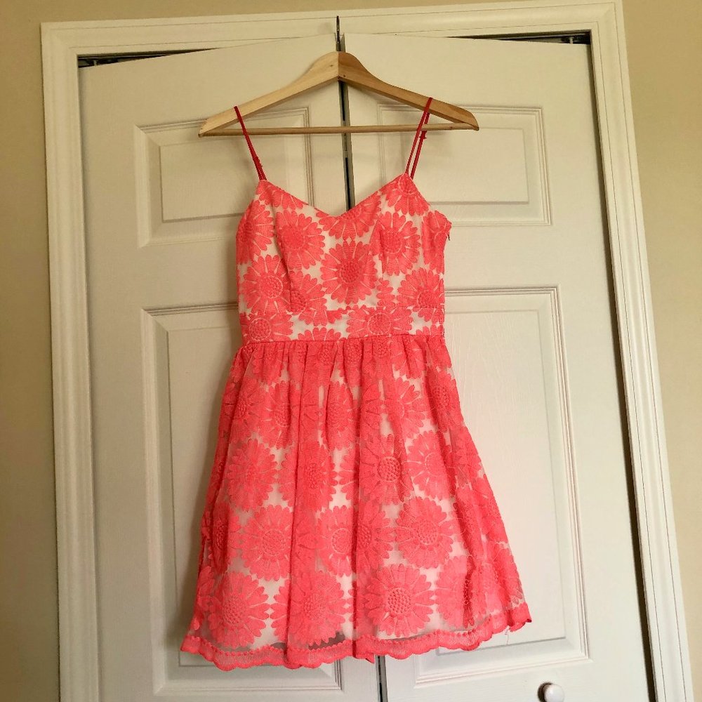 Pink Embroidered Flower Dress